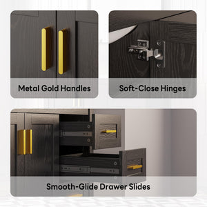 36-Inch Black Bathroom Vanity with Sink and Storage