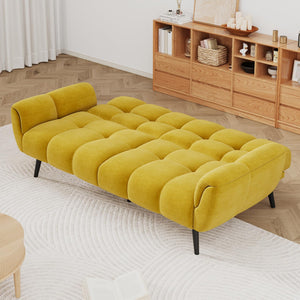 Convertible Futon Sofa Bed – 76.77" Linen Sleeper Couch with Adjustable Backrest