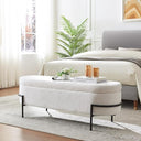 Sherpa Upholstered Storage Ottoman Bench with Metal Legs