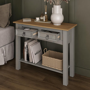 Solid Wood Console Table with 2 Drawers – Farmhouse Entryway Hall Table