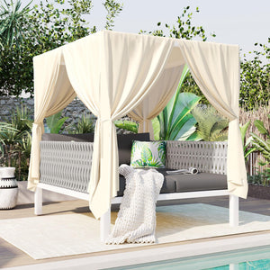 Outdoor Patio Daybed with Curtains & Cushions
