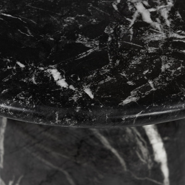 Round Marble Top End Table with Iron Frame