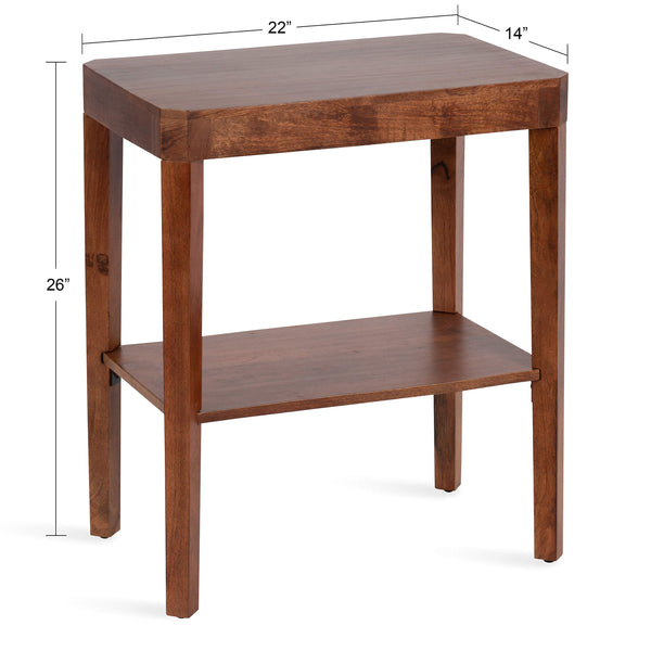 Mid-Century Mango Wood Two-Tier Side Table