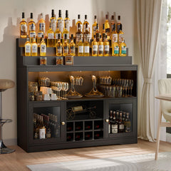 LED Wine Bar Cabinet with Liquor Display & Wine Rack