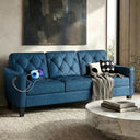 3-Seater Tufted Sofa – Linen Upholstered Couch for Living Room