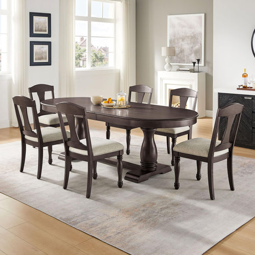 Oval Extendable Solid Wood Dining Table