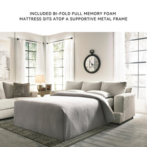 Cream Chenille Queen Sofa Sleeper with Accent Pillows