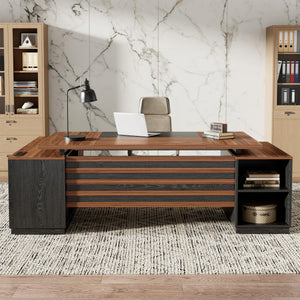 L-Shaped Executive Desk with Storage & Power Outlet, 78"