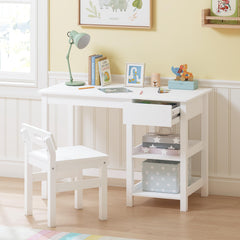 Kids Desk & Chair Set – Wooden Study Table with Drawer & Shelves, Ages 3–8