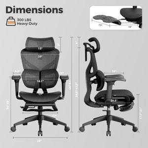 Ergonomic Mesh Office Chair with Lumbar Support & Footrest