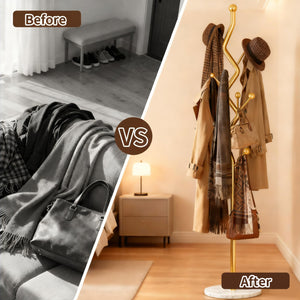 Modern Metal Coat Rack with Marble Base