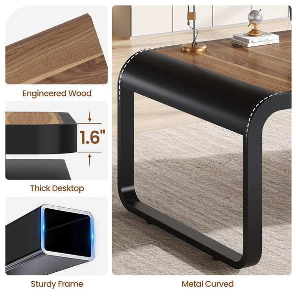 70.9" Executive Desk with File Cabinet & Charging Station