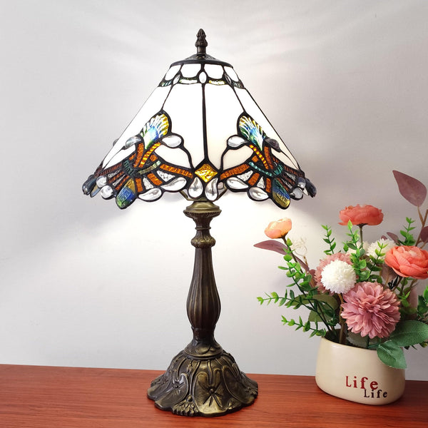 Tiffany Style Stained Glass Table Lamp | Baroque 3-Way Desk Light