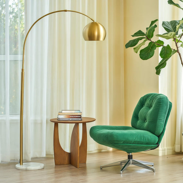Arc Floor Lamp with Marble Base & Adjustable Shade