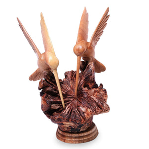 Handcarved Wood Hummingbird Sculpture – Rustic Animal Figurine Decor