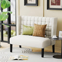 Tufted Loveseat Sofa with Wooden Legs – 2-Seat Upholstered Couch