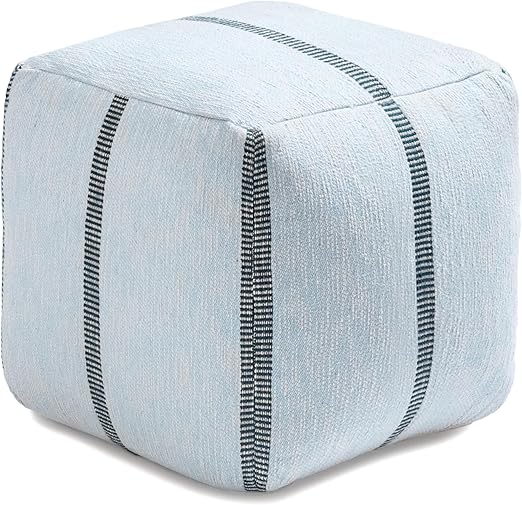 Square Pouf Ottoman Footrest – Cotton Polyester Floor Seating