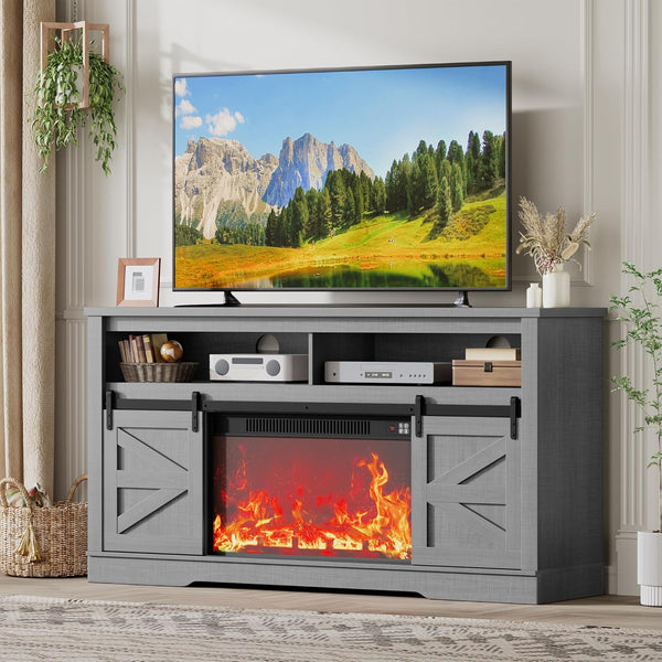 TV Stand with Sliding Barn Doors & Storage Cabinets – 58" & 65"