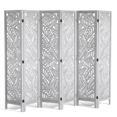 6-Panel Wood Folding Room Divider – 66.9" Tall Privacy Screen