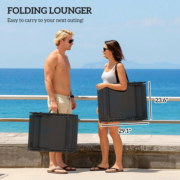 Folding Outdoor Chaise Lounge Chair Set of 2 with Adjustable Backrest