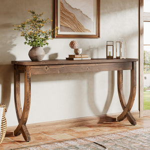 63" Solid Wood Farmhouse Console Table