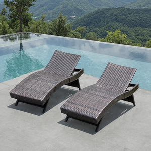 Outdoor Rattan Reclining Chaise Lounge Chair