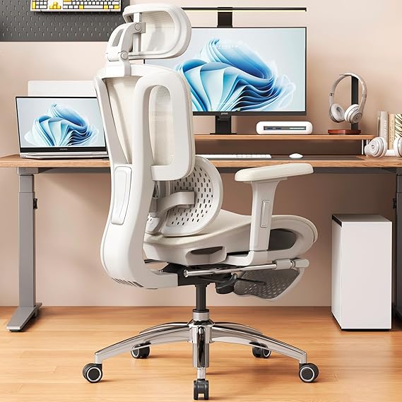 Ergonomic Office Chair with Footrest & Adjustable Lumbar Support