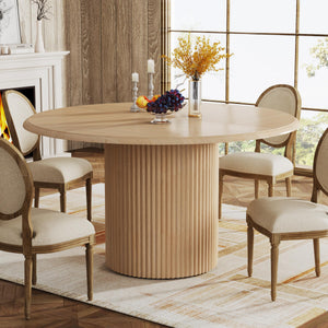 47" Round Dining Table with Metal Pedestal Base