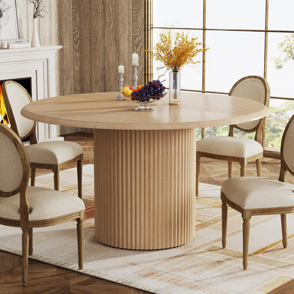 47" Round Dining Table with Metal Pedestal Base