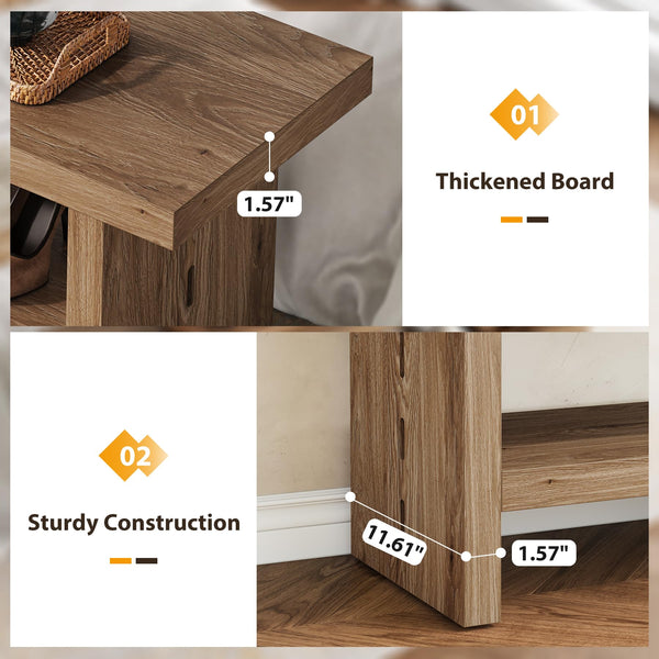 2-Tier Entryway Bench with Shoe Storage