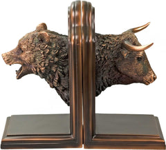 Bronze Bear & Bull Head Bookends – Set of 2