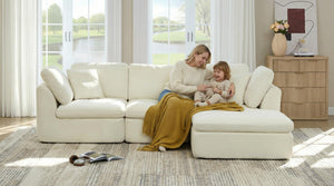 L-Shaped Modular Sectional Sofa with Ottoman – Chenille Fabric