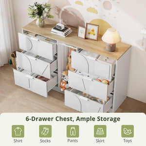 6-Drawer Wooden Dresser – White