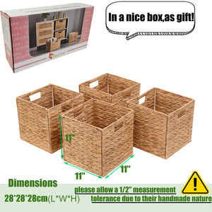 Water Hyacinth Cube Storage Baskets Set of 4