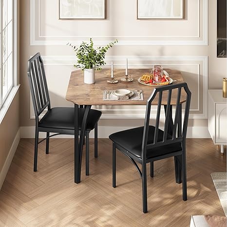 2-Person Dining Table Set with Upholstered Chairs
