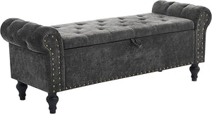 51" Linen Storage Ottoman Bench with Hidden Compartment