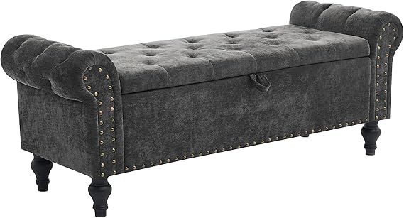 51" Linen Storage Ottoman Bench with Hidden Compartment