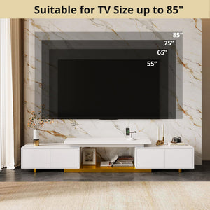 Extendable TV Stand with LED Lights & Charging Station