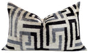 Black White Gray Velvet Throw Pillow Cover with Down Feather Insert