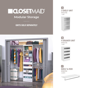 Modular Storage Shelf Unit with 3 Adjustable Shelves