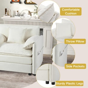 Modular Sectional Sofa with Ottomans & Pillows – Beige