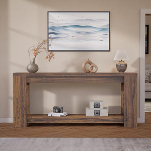 70.9" Extra Long Console Table with Storage – 2-Tier Farmhouse Entryway Table