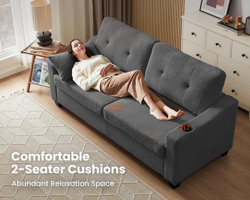 Corduroy Pull-Out Sleeper Sofa Bed