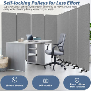 4-Panel Soundproof Room Divider with Wheels & Aluminum Frame