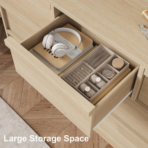 7-Drawer Dresser, 54" Wide, Natural Oak