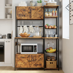 Baker's Rack with Cabinets & Power Outlet