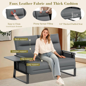 50" Loveseat Sofa with Foldable Side Table