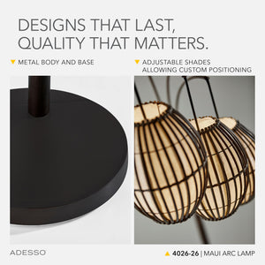 Arc Floor Lamp with 3 Movable Shades & Adjustable Height