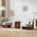 Armless Lounge Accent Chair Set of 2 – Fabric Upholstered, Solid Wood Frame