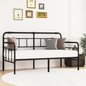 Metal Twin Daybed Frame with Modern Headboard and Steel Slats